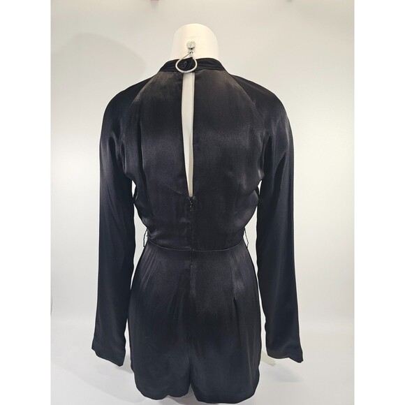 MDS Women's XS C/MEO Collective Can't Resist‎ Long Sleeve Romper Black Satin EUC - Picture 3 of 7